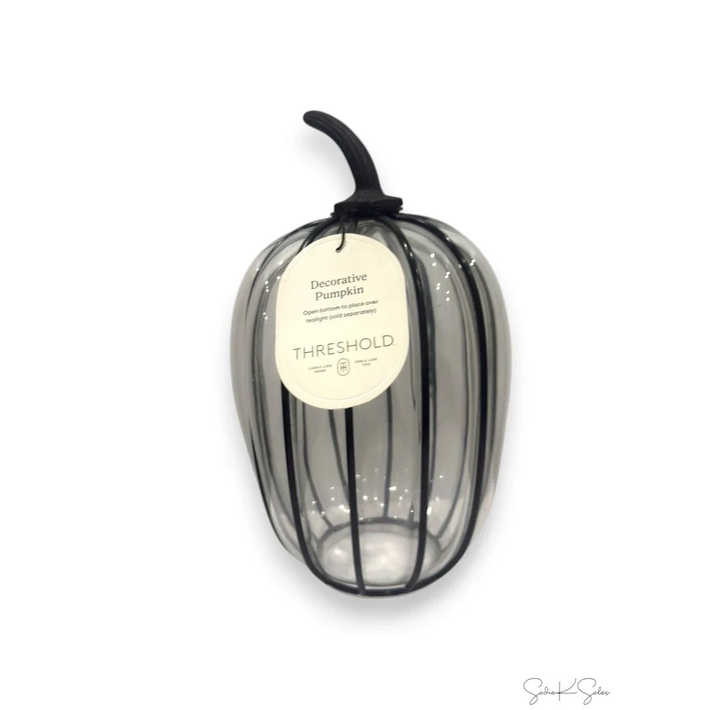 Tall Metal and Glass Halloween Pumpkin - Threshold, Target